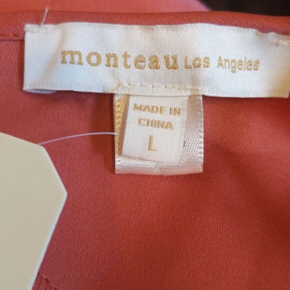 5/$55 - Monteau dusty rose pink scalloped spaghetti strap tank top, NWT, size L - Picture 3 of 7